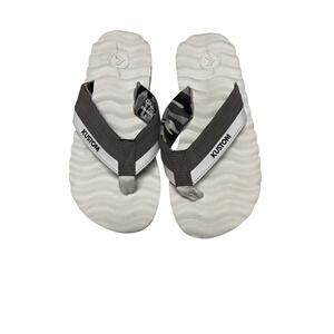KUSTOM Men's Hummer DLX Flip Flops 8 Grey & White Slip On Beach Casual Holidays